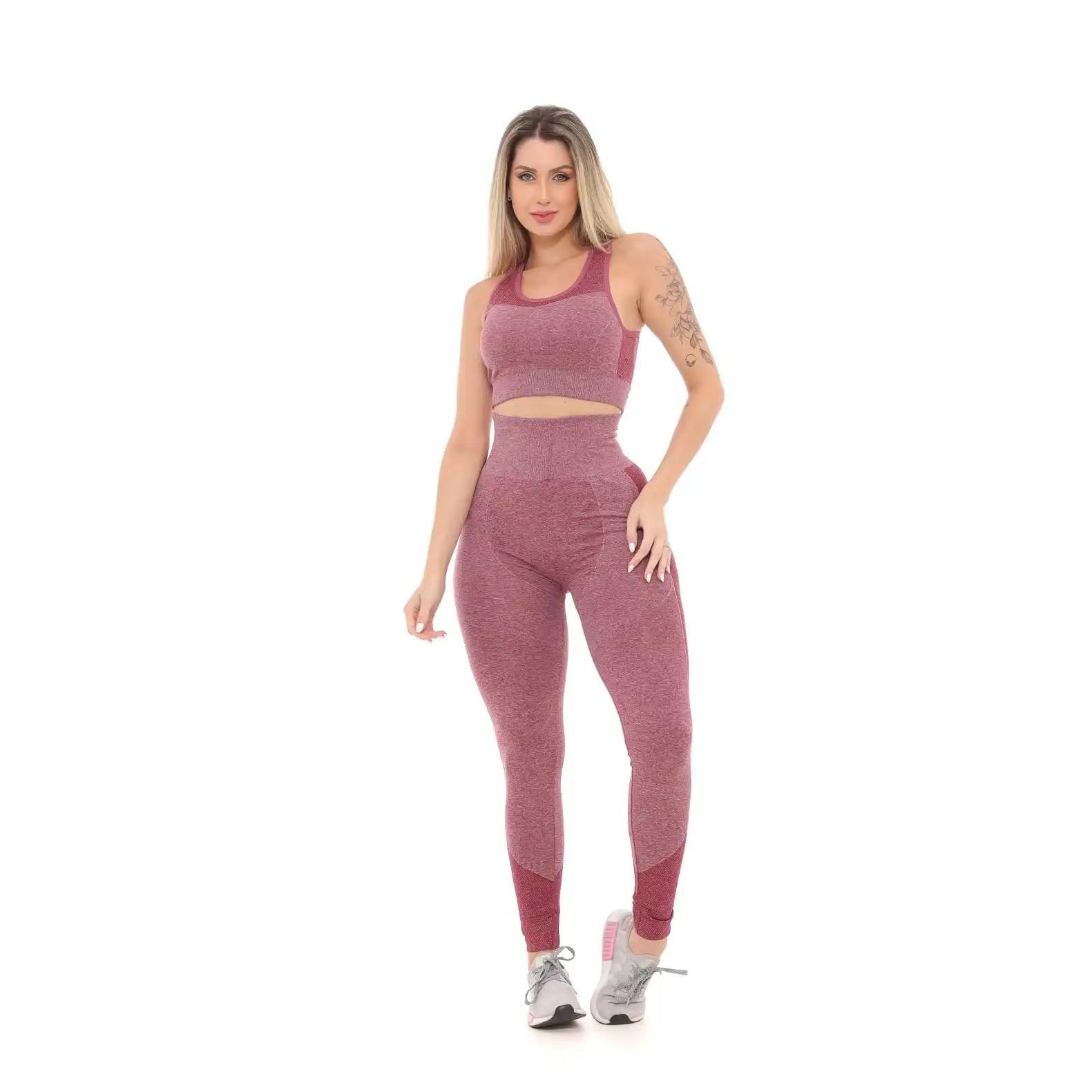 Calça Legging Fitness Feminina Cintura Alta Vermelho Marsala - Milaa