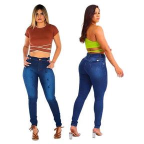 Calça Jeans Skinny Feminina com Lycra e Cós Alto – Milaa