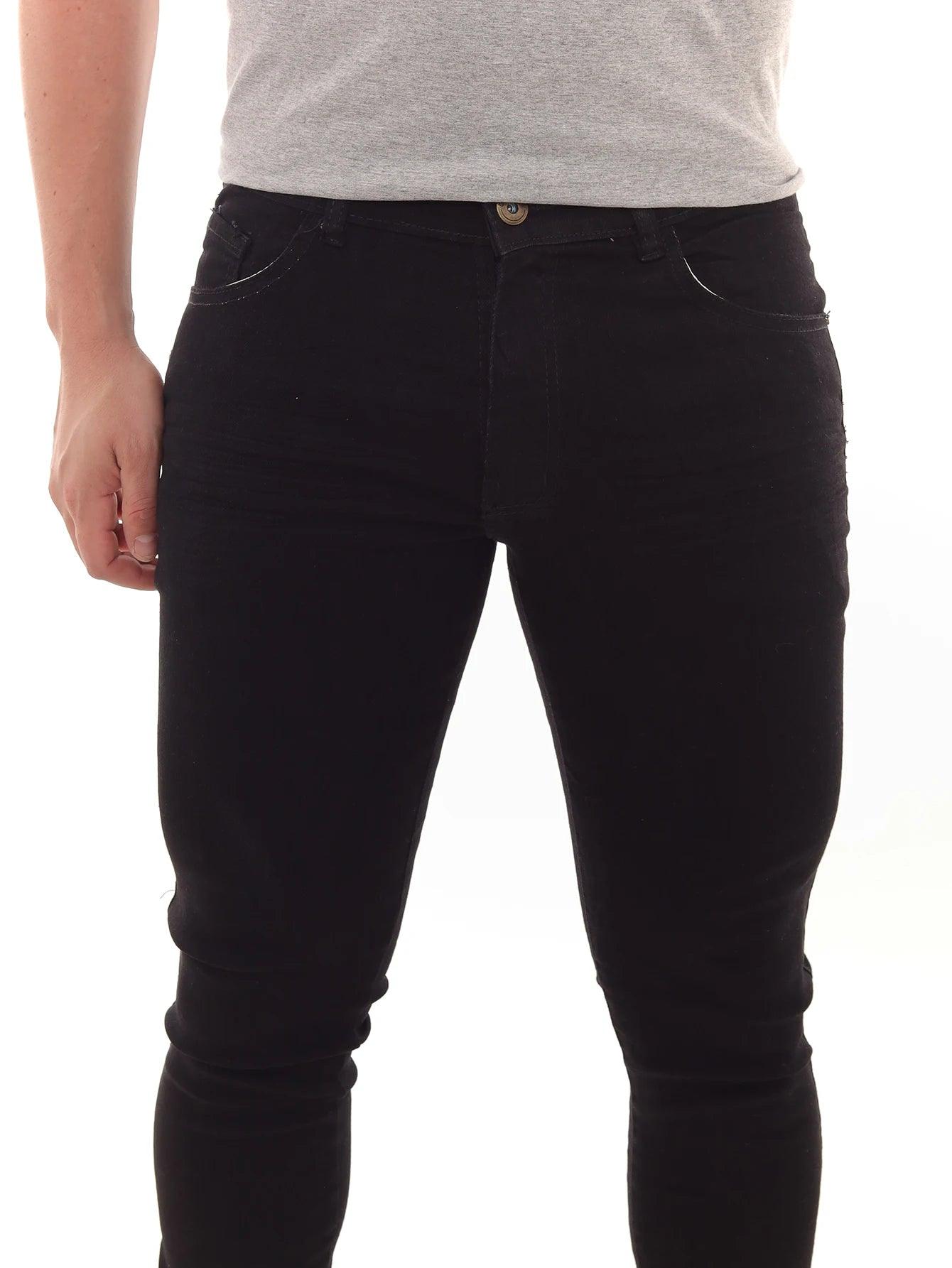 Calça Masculina Skinny Sarja Preta Modelo Comfort