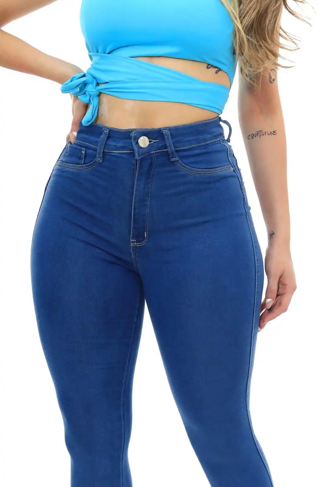 Calça Jeans Feminina Skinny Azul Claro  Blogueira Tendência Moda