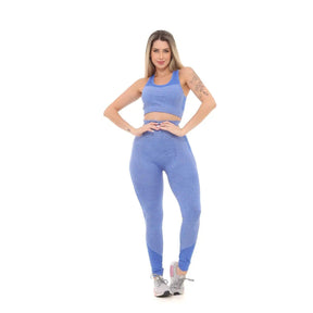 Calça Legging Fitness Feminina Cintura Alta Azul Royal - Milaa