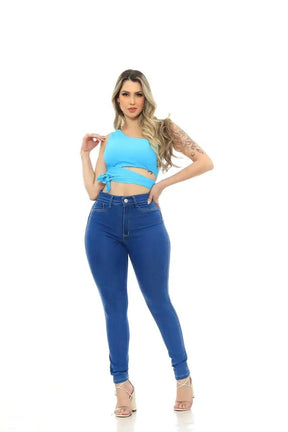 Calça Jeans Feminina Skinny Azul Claro  Blogueira Tendência Moda