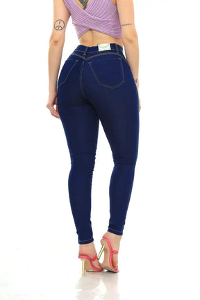 Calça Jeans Feminina Skinny Azul com Nervuras - Milaa