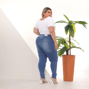 Calça Jeans Skinny Feminina Plus Size Destroyed – Milaa