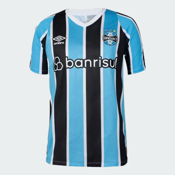 Camisa Grêmio I 24/25 Torcedor Masculina Branco+Preto+Azul