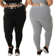 Kit com 2 Leggings Plus Size Elásticas - Cintura Alta