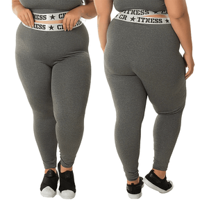 Kit com 2 Leggings Plus Size Elásticas - Cintura Alta