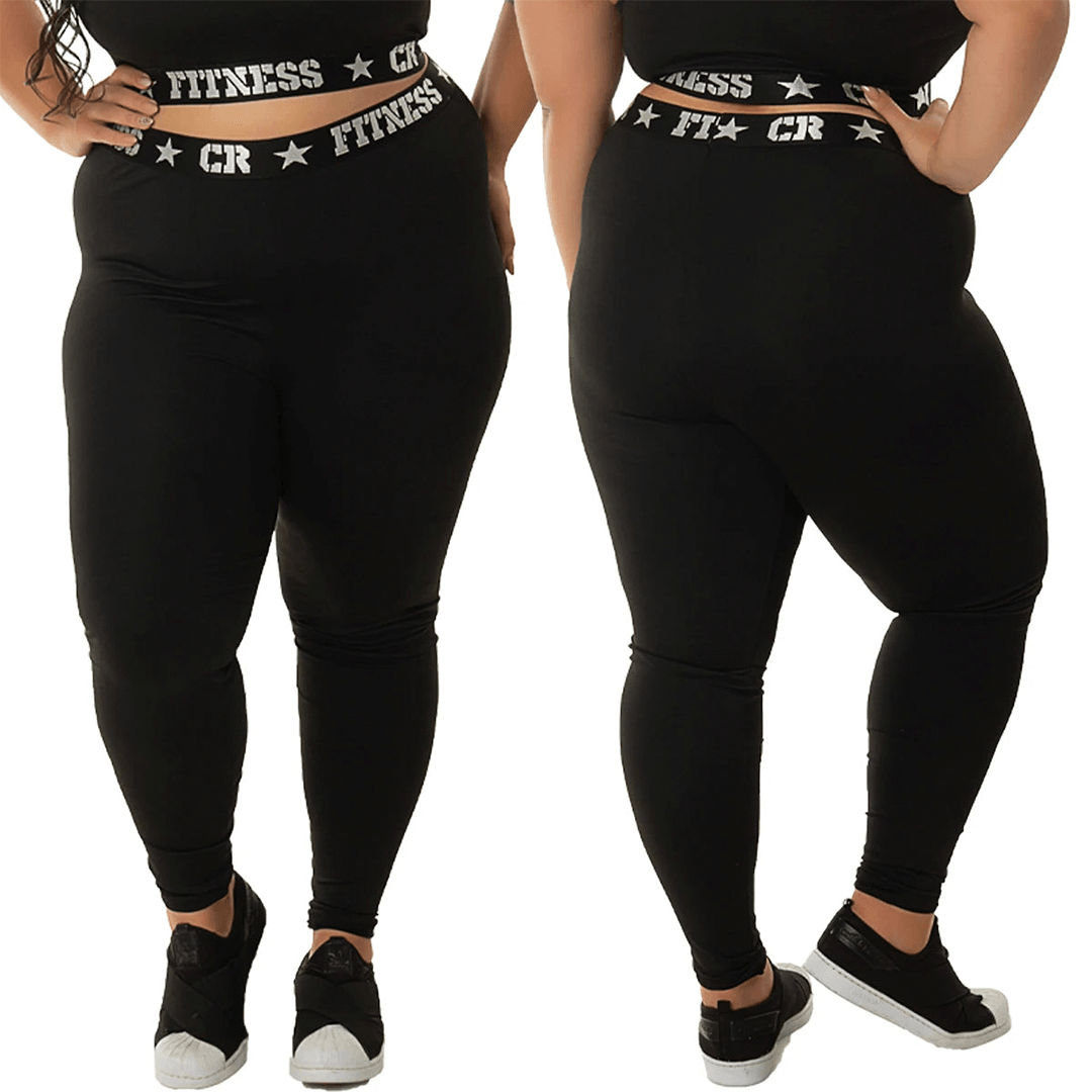 Kit com 2 Leggings Plus Size Elásticas - Cintura Alta