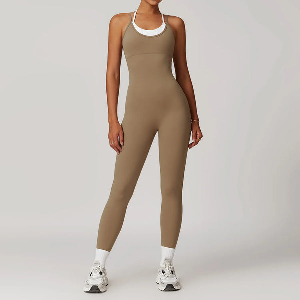 Macacão Fitness Feminino com Costas Cruzadas