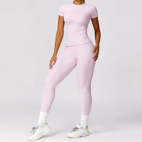 Top Cropped de Manga Longa + Legging Cintura Alta