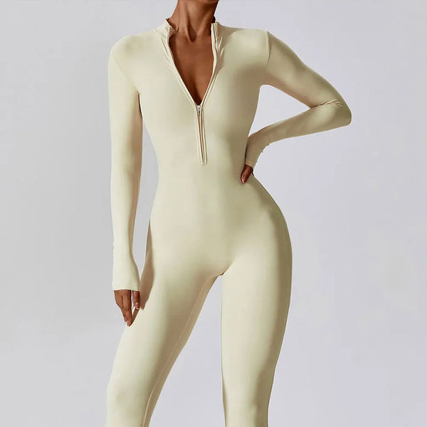 Macacão Fitness Feminino Manga Longa com Zíper