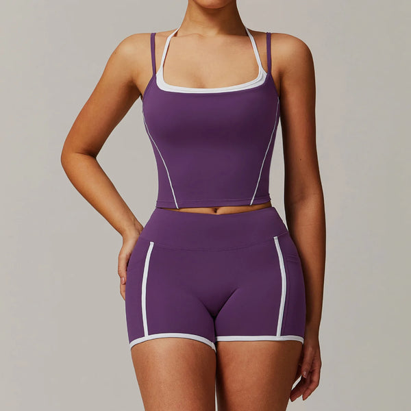 Top Esportivo + Shorts de Cintura Alta
