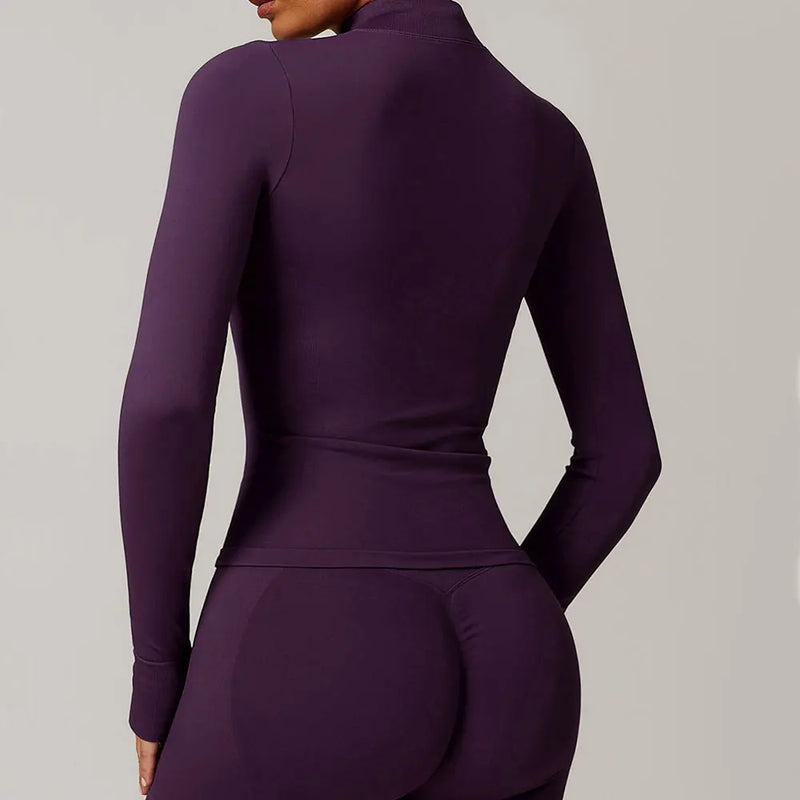 Top Fitness Feminino Seamless Gola Alta e Manga Longa