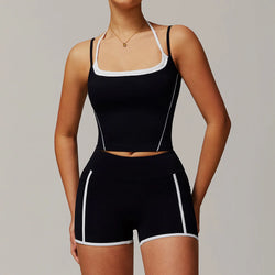Top Esportivo + Shorts de Cintura Alta