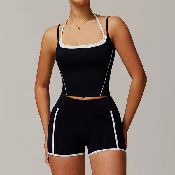 Top Esportivo + Shorts de Cintura Alta