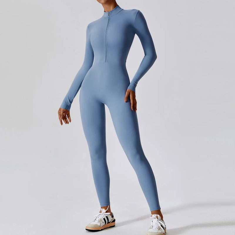 Macacão Fitness Feminino Manga Longa com Zíper
