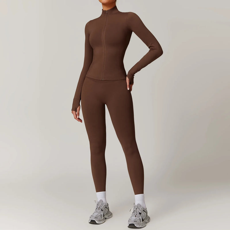Jaqueta de Manga Longa + Legging Cintura Alta