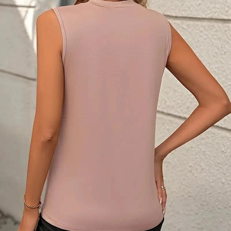 Blusa Feminina Slim Casual em Cor Sólida Estilo Vintage