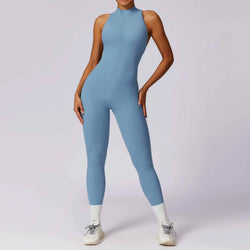 Macacão Fitness Feminino com Zíper Sem Manga