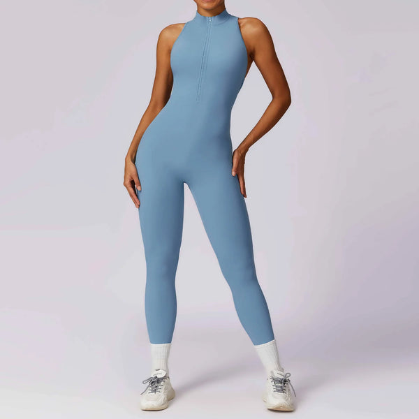 Macacão Fitness Feminino com Zíper Sem Manga