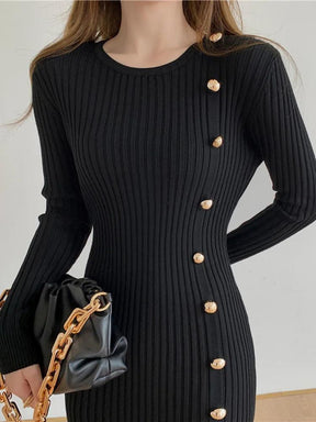 Vestido de Malha Outono/Inverno Feminino Estilo Coreano