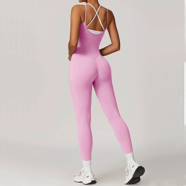 Macacão Fitness Feminino com Costas Cruzadas