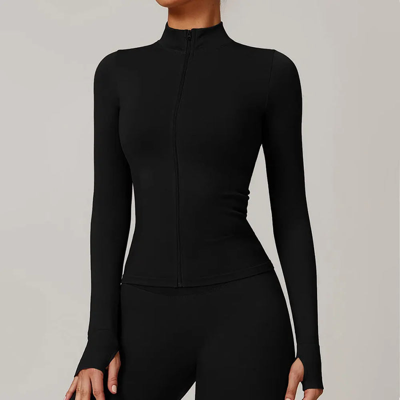 Top Fitness Feminino Seamless Gola Alta e Manga Longa