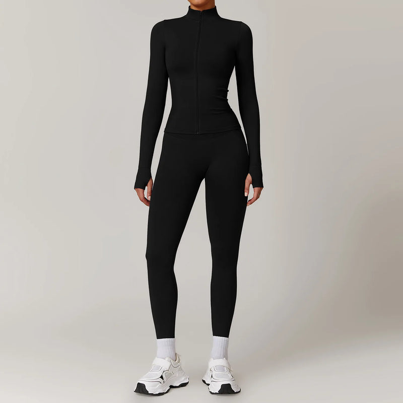 Jaqueta de Manga Longa + Legging Cintura Alta