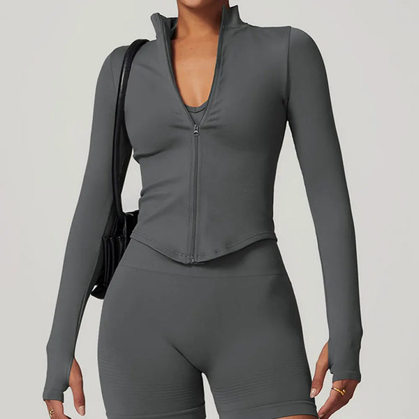 Camisa Fitness Feminina Ribbed com Gola Alta e Manga Longa