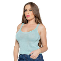 Blusa Feminina Tricot Lurex Glow U Neck Strap