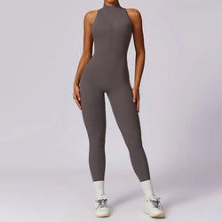 Macacão Fitness Feminino com Zíper Sem Manga