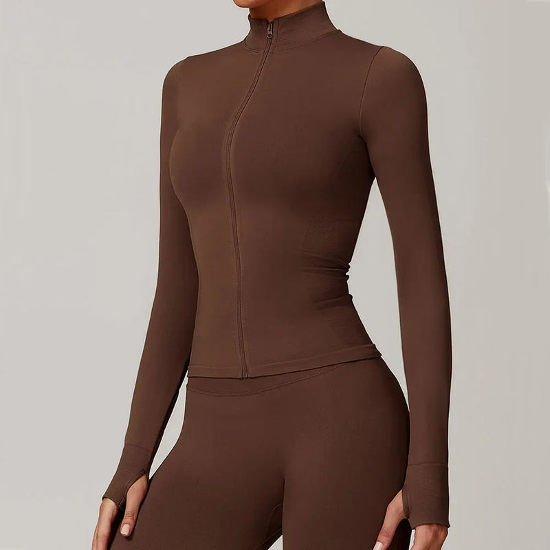 Top Fitness Feminino Seamless Gola Alta e Manga Longa