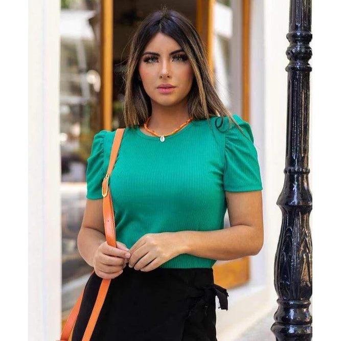 Blusa manga bufante princesa Verde jade G 0 by Loja Milaa | Loja Milaa