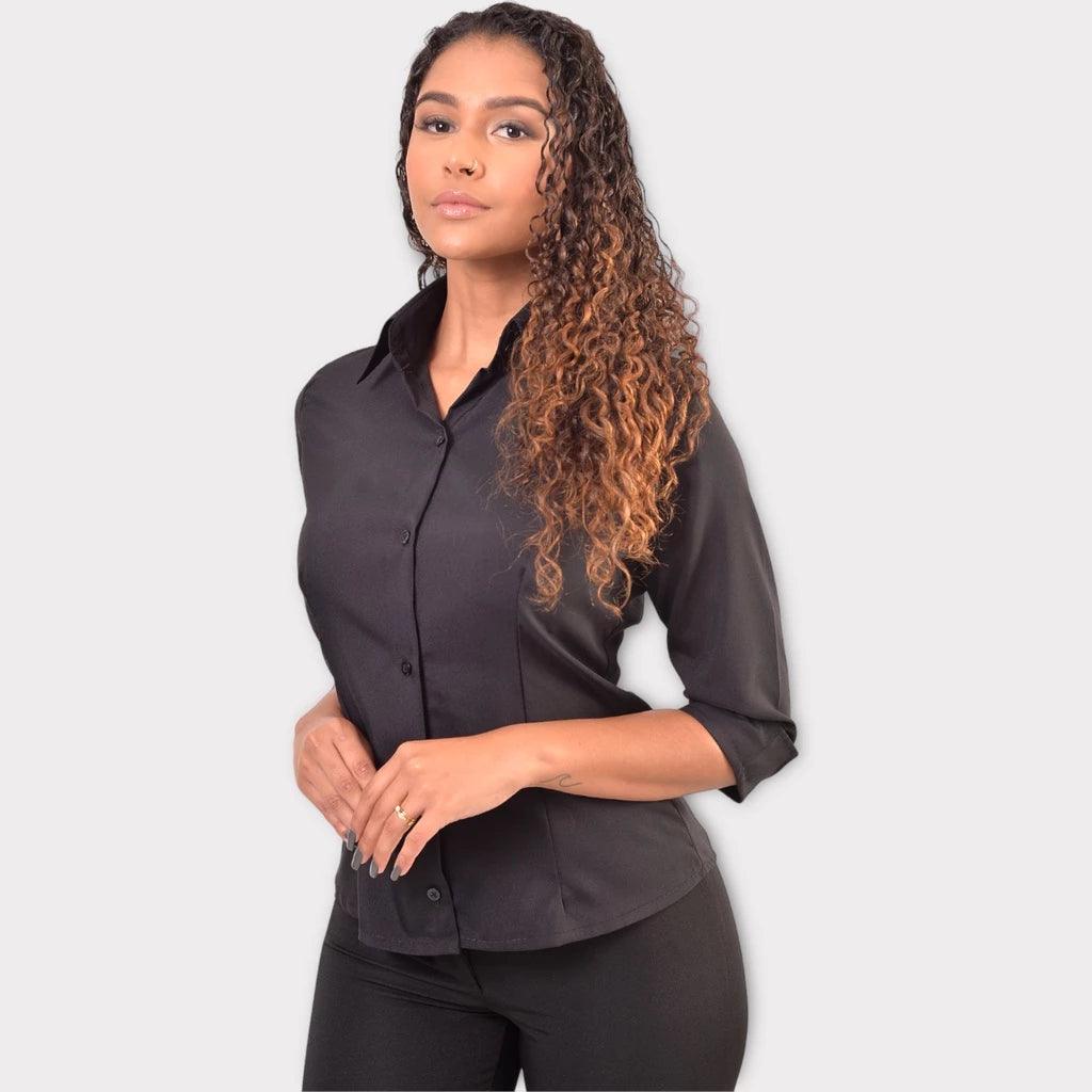 Blusa Social Preta Feminina Manga Longa 0 by Lojas Milaa | Loja Milaa