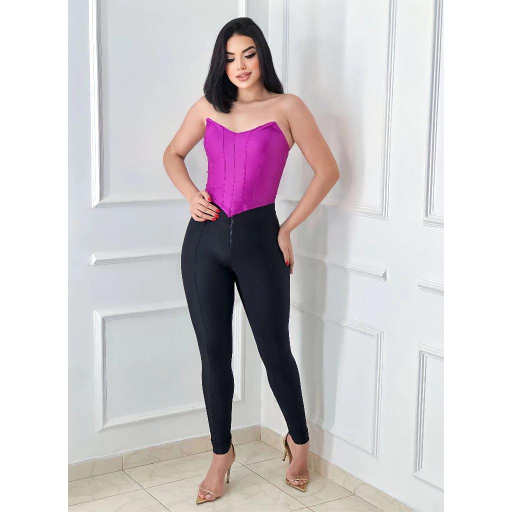 Cropped Feminino Morcego Preto de Couro