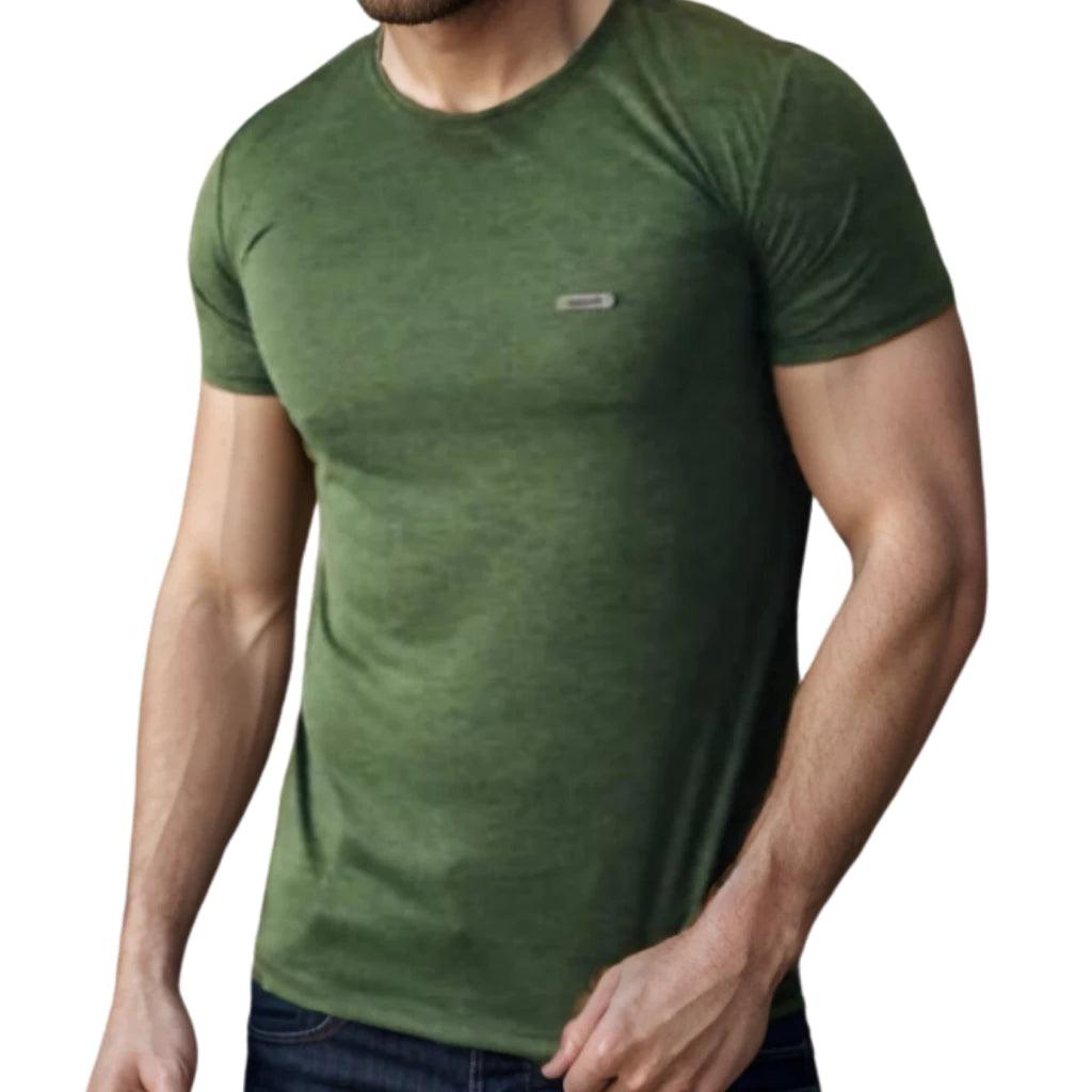 Camiseta Masculina Verde Malha Fria Poliéster