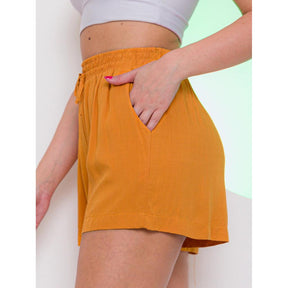 Shorts Feminino de Linho com Bolso