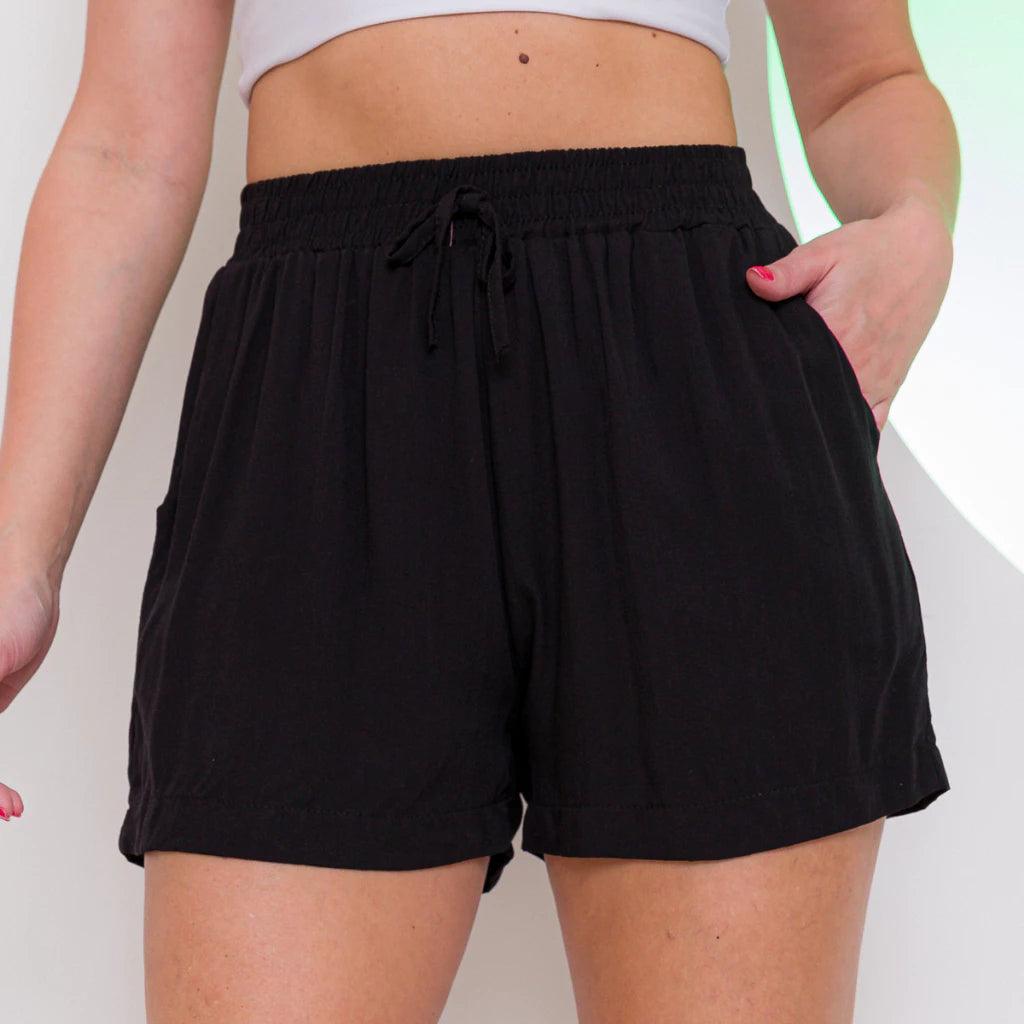 Shorts Feminino de Linho com Bolso