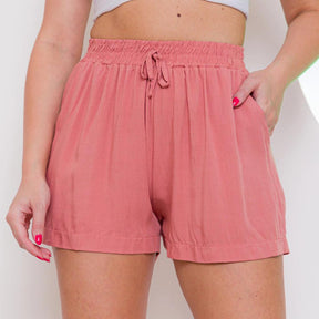 Shorts Feminino de Linho com Bolso