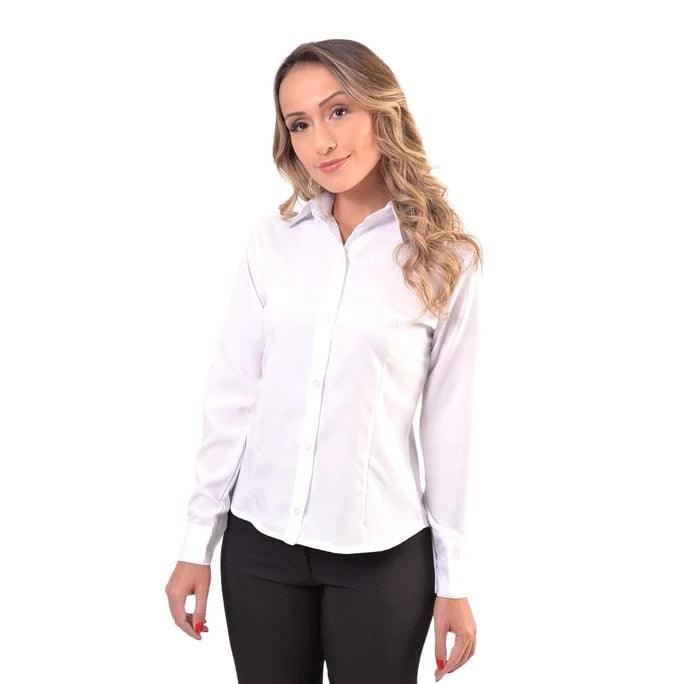 Blusa Social Feminina Branca manga Longa