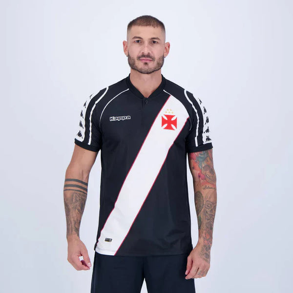 Camisa Vasco I Retrô 1998 Masculina Clássica Torcedor Preto+Branca
