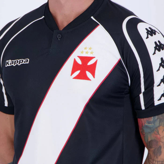 Camisa Vasco I Retrô 1998 Masculina Clássica Torcedor Preto+Branca
