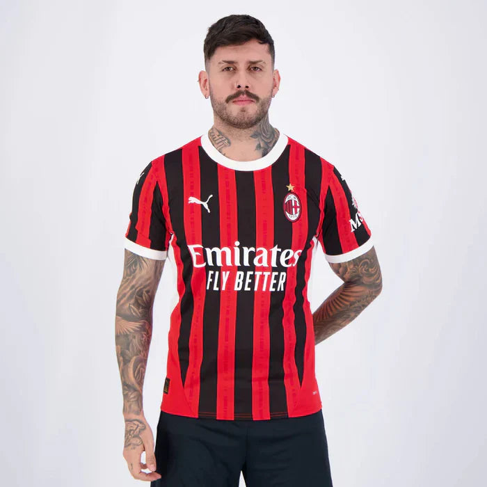 Camisa AC Milan 24/25 HOME Torcedor Masculina Preto+Vermelho
