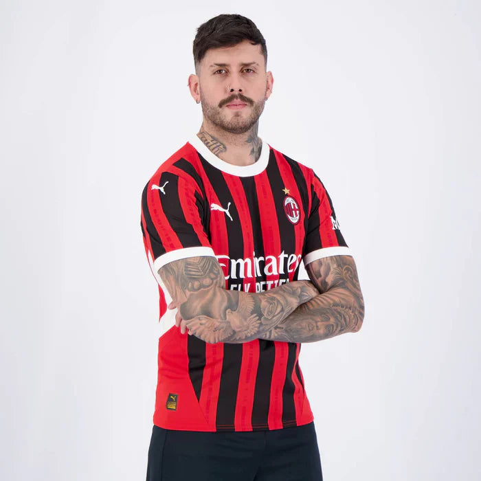Camisa AC Milan 24/25 HOME Torcedor Masculina Preto+Vermelho