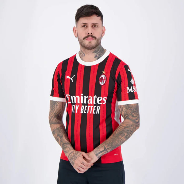 Camisa AC Milan 24/25 HOME Torcedor Masculina Preto+Vermelho