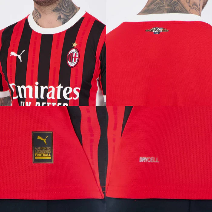Camisa AC Milan 24/25 HOME Torcedor Masculina Preto+Vermelho