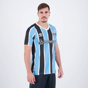 Camisa Grêmio I 24/25 Torcedor Masculina Branco+Preto+Azul
