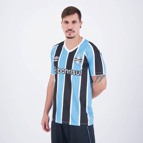 Camisa Grêmio I 24/25 Torcedor Masculina Branco+Preto+Azul