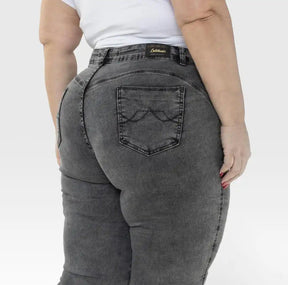 Jeans Femininos Plus Size Cinza Grafite Marmorizado Manchado Cinza by Loja Milaa | Loja Milaa