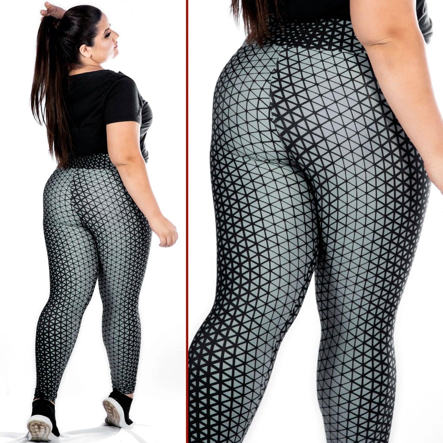 Kit 03 Calças Leggings Feminina Plus Size (Lisa, Mescla e Estampado) by Loja Milaa | Loja Milaa